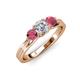 3 - Alyssa Diamond and Rhodolite Garnet Three Stone Ring 
