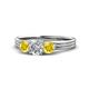 1 - Alyssa Diamond and Yellow Sapphire Three Stone Ring 
