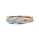 1 - Alyssa Diamond and Aquamarine Three Stone Ring 