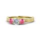 1 - Alyssa Diamond and Pink Tourmaline Three Stone Ring 