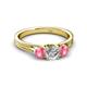 2 - Alyssa Diamond and Pink Tourmaline Three Stone Ring 