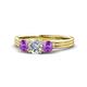 1 - Alyssa Diamond and Amethyst Three Stone Ring 