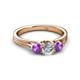 2 - Alyssa Diamond and Amethyst Three Stone Ring 