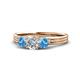 1 - Alyssa Diamond and Blue Topaz Three Stone Ring 