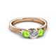 2 - Alyssa Diamond and Peridot Three Stone Ring 