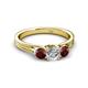 2 - Alyssa Diamond and Red Garnet Three Stone Ring 