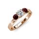 3 - Alyssa Diamond and Red Garnet Three Stone Ring 
