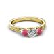 2 - Alyssa Diamond and Rhodolite Garnet Three Stone Ring 