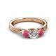 2 - Alyssa Diamond and Rhodolite Garnet Three Stone Ring 