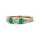 1 - Alyssa Diamond and Emerald Three Stone Ring 