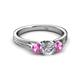 2 - Alyssa Diamond and Pink Sapphire Three Stone Ring 