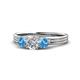 1 - Alyssa Diamond and Blue Topaz Three Stone Ring 