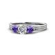 1 - Alyssa Diamond and Iolite Three Stone Ring 