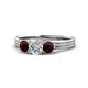 1 - Alyssa Diamond and Red Garnet Three Stone Ring 