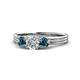 1 - Alyssa Blue and White Diamond Three Stone Ring 