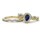 1 - Susan Prima Blue Sapphire and Diamond Halo Bridal Set Ring 