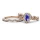 1 - Susan Prima Tanzanite and Diamond Halo Bridal Set Ring 