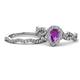 1 - Susan Prima Amethyst and Diamond Halo Bridal Set Ring 