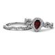 1 - Susan Prima Red Garnet and Diamond Halo Bridal Set Ring 