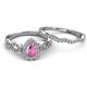 5 - Susan Prima Pink Sapphire and Diamond Halo Bridal Set Ring 