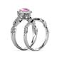 7 - Susan Prima Pink Sapphire and Diamond Halo Bridal Set Ring 