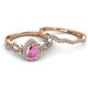 5 - Susan Prima Pink Sapphire and Diamond Halo Bridal Set Ring 