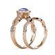 7 - Susan Prima Tanzanite and Diamond Halo Bridal Set Ring 