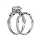 7 - Susan Prima Aquamarine and Diamond Halo Bridal Set Ring 