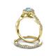 6 - Susan Prima Aquamarine and Diamond Halo Bridal Set Ring 