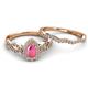 5 - Susan Prima Pink Tourmaline and Diamond Halo Bridal Set Ring 