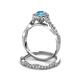 6 - Susan Prima Blue Topaz and Diamond Halo Bridal Set Ring 