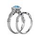 7 - Susan Prima Blue Topaz and Diamond Halo Bridal Set Ring 