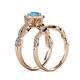 7 - Susan Prima Blue Topaz and Diamond Halo Bridal Set Ring 