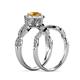 7 - Susan Prima Citrine and Diamond Halo Bridal Set Ring 