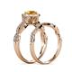 7 - Susan Prima Citrine and Diamond Halo Bridal Set Ring 
