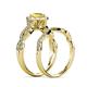 7 - Susan Prima Yellow Sapphire and Diamond Halo Bridal Set Ring 