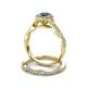 6 - Susan Prima London Blue Topaz and Diamond Halo Bridal Set Ring 