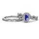 1 - Susan Prima Tanzanite and Diamond Halo Bridal Set Ring 