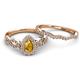 5 - Susan Prima Citrine and Diamond Halo Bridal Set Ring 