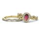 1 - Susan Prima Rhodolite Garnet and Diamond Halo Bridal Set Ring 
