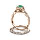 6 - Susan Prima Emerald and Diamond Halo Bridal Set Ring 