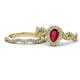 1 - Susan Prima Ruby and Diamond Halo Bridal Set Ring 