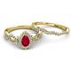 5 - Susan Prima Ruby and Diamond Halo Bridal Set Ring 