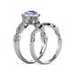 7 - Susan Prima Tanzanite and Diamond Halo Bridal Set Ring 