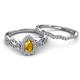 5 - Susan Prima Citrine and Diamond Halo Bridal Set Ring 