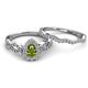 5 - Susan Prima Peridot and Diamond Halo Bridal Set Ring 