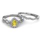 5 - Susan Prima Yellow Sapphire and Diamond Halo Bridal Set Ring 