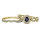 1 - Susan Prima Blue Sapphire and Diamond Halo Bridal Set Ring 