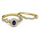4 - Susan Prima Blue Sapphire and Diamond Halo Bridal Set Ring 