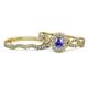 1 - Susan Prima Tanzanite and Diamond Halo Bridal Set Ring 